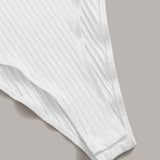 Blanco / XL Body ringer tejido de canalé con bordado de letra