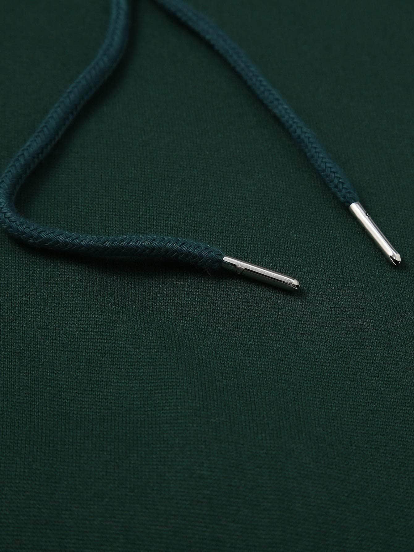 Verde Oscuro / L Buzos con capucha con cordón con forro térmico unicolor