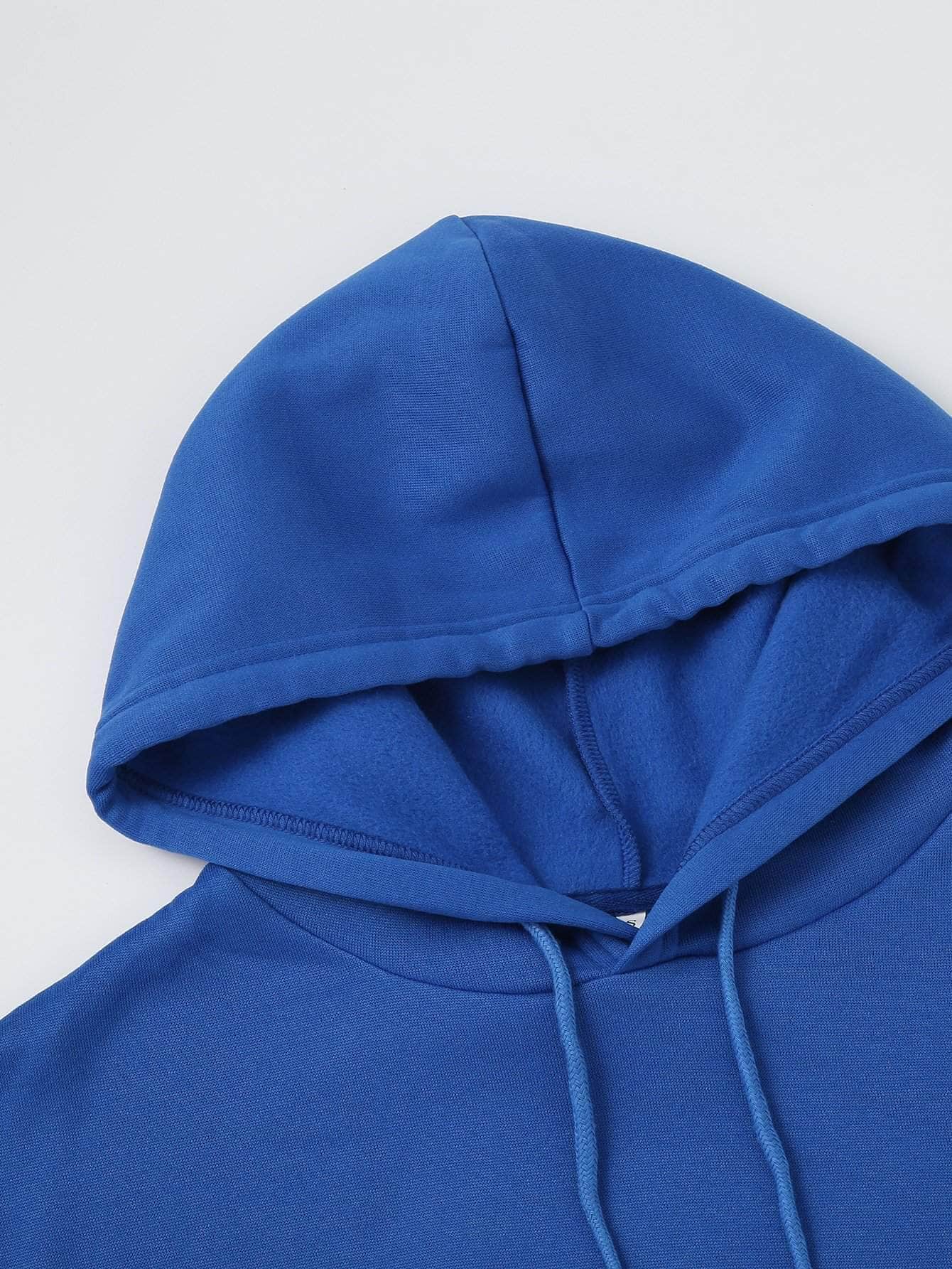 Azul / M Buzos con capucha con cordón con forro térmico unicolor