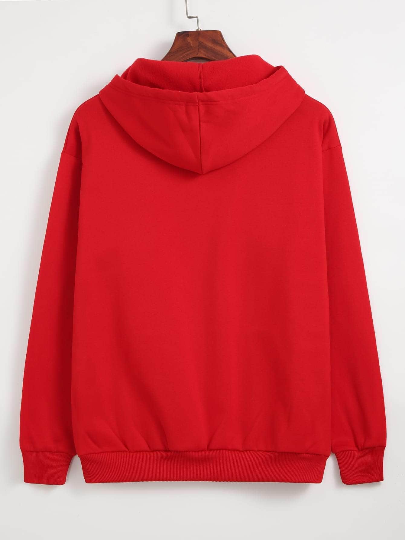 Rojo / S Buzos con capucha con cordón con forro térmico unicolor