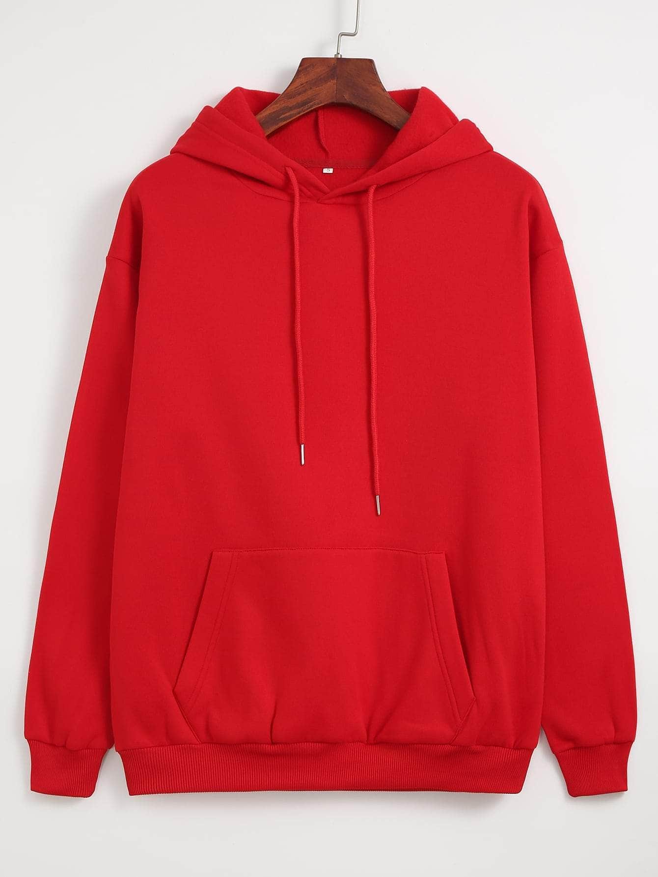 Rojo / XS Buzos con capucha con cordón con forro térmico unicolor