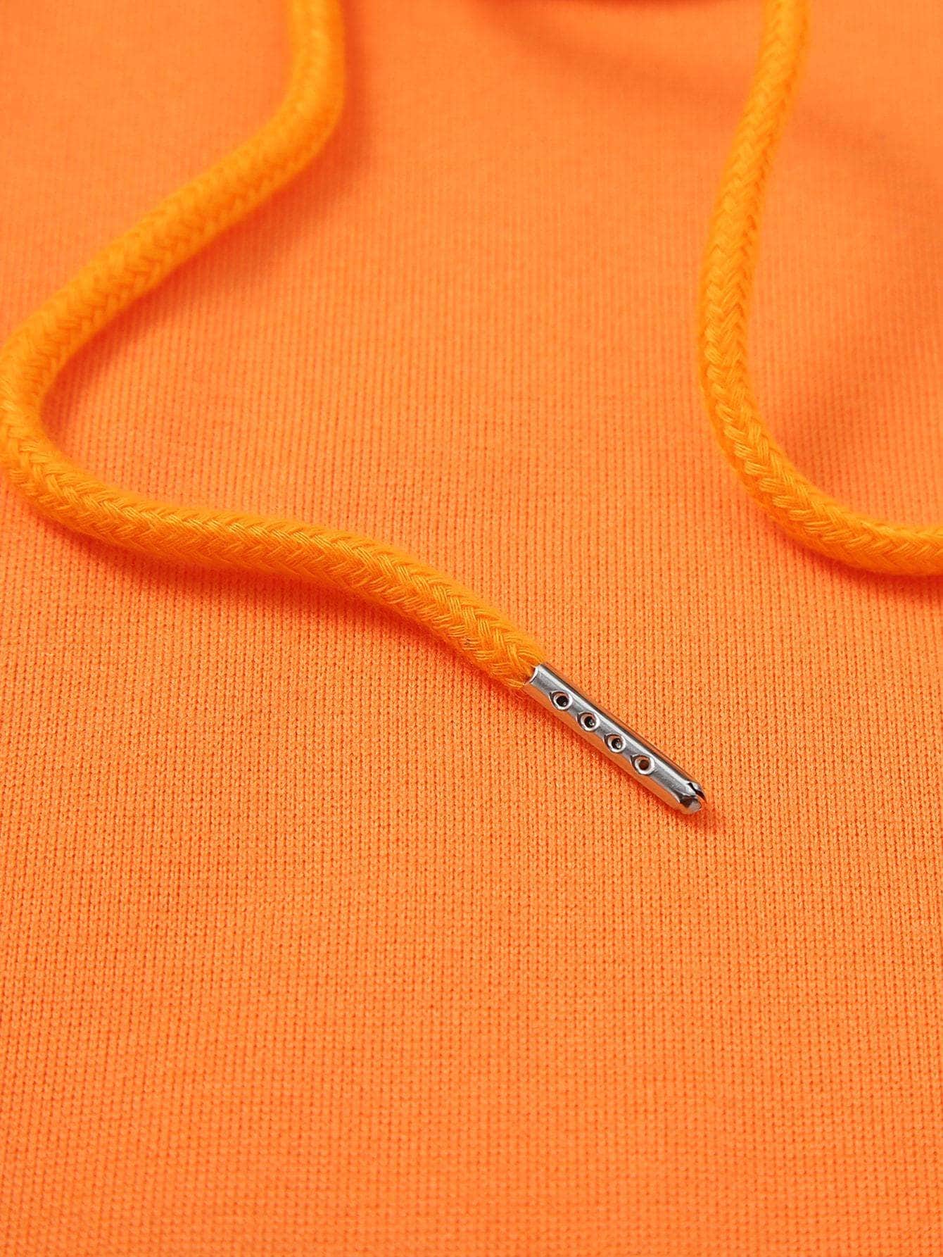 Naranja / L Buzos con capucha con cordón con forro térmico unicolor