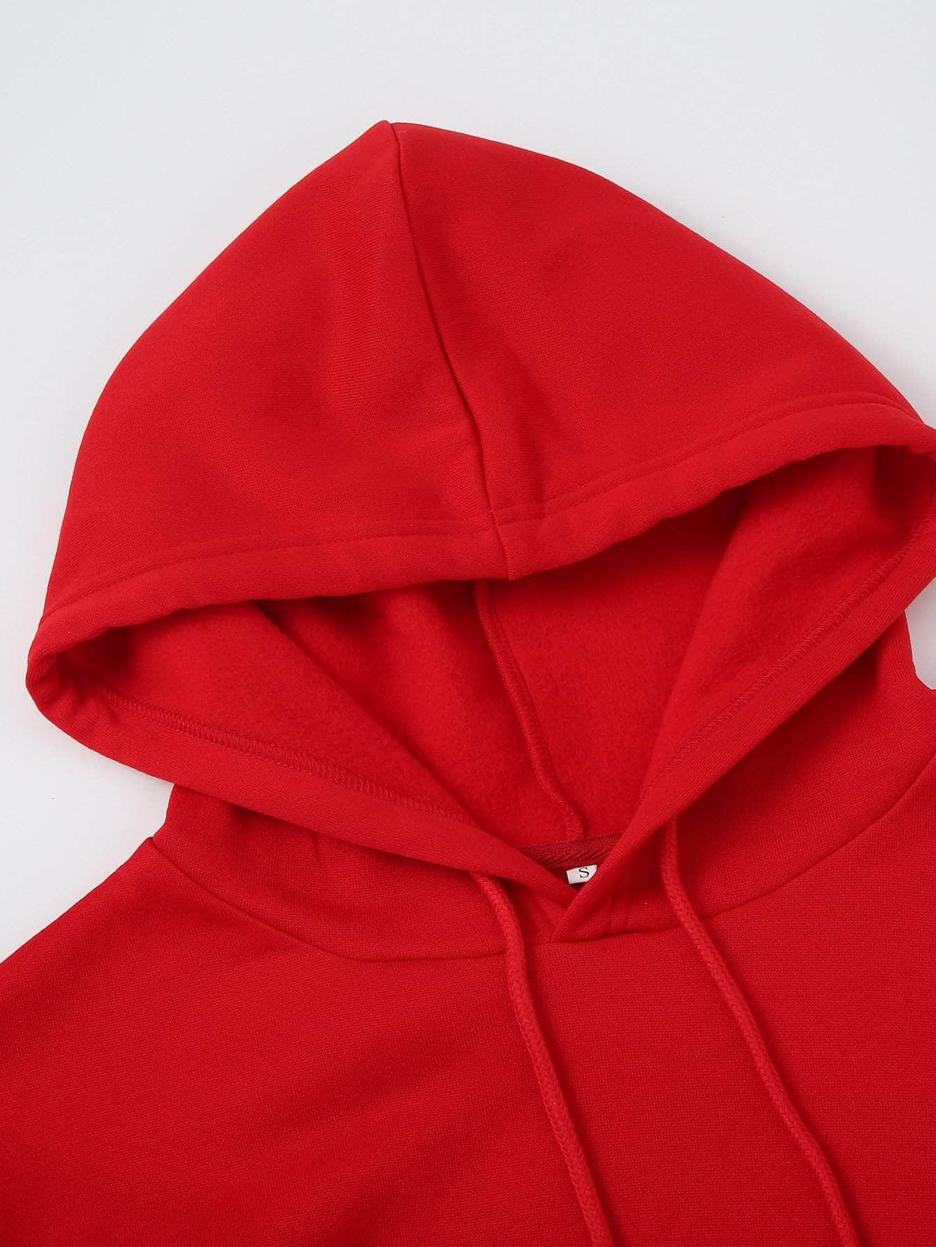 Rojo / M Buzos con capucha con cordón con forro térmico unicolor
