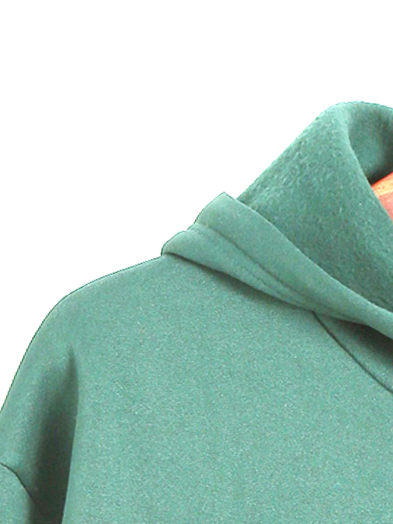 Verde / M Buzos con capucha con cordón con forro térmico unicolor