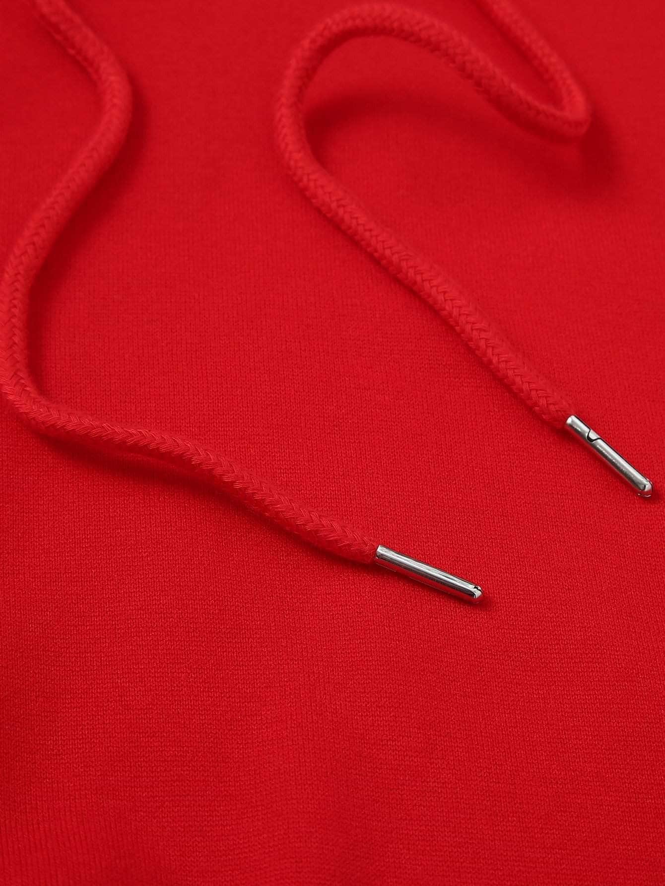 Rojo / L Buzos con capucha con cordón con forro térmico unicolor