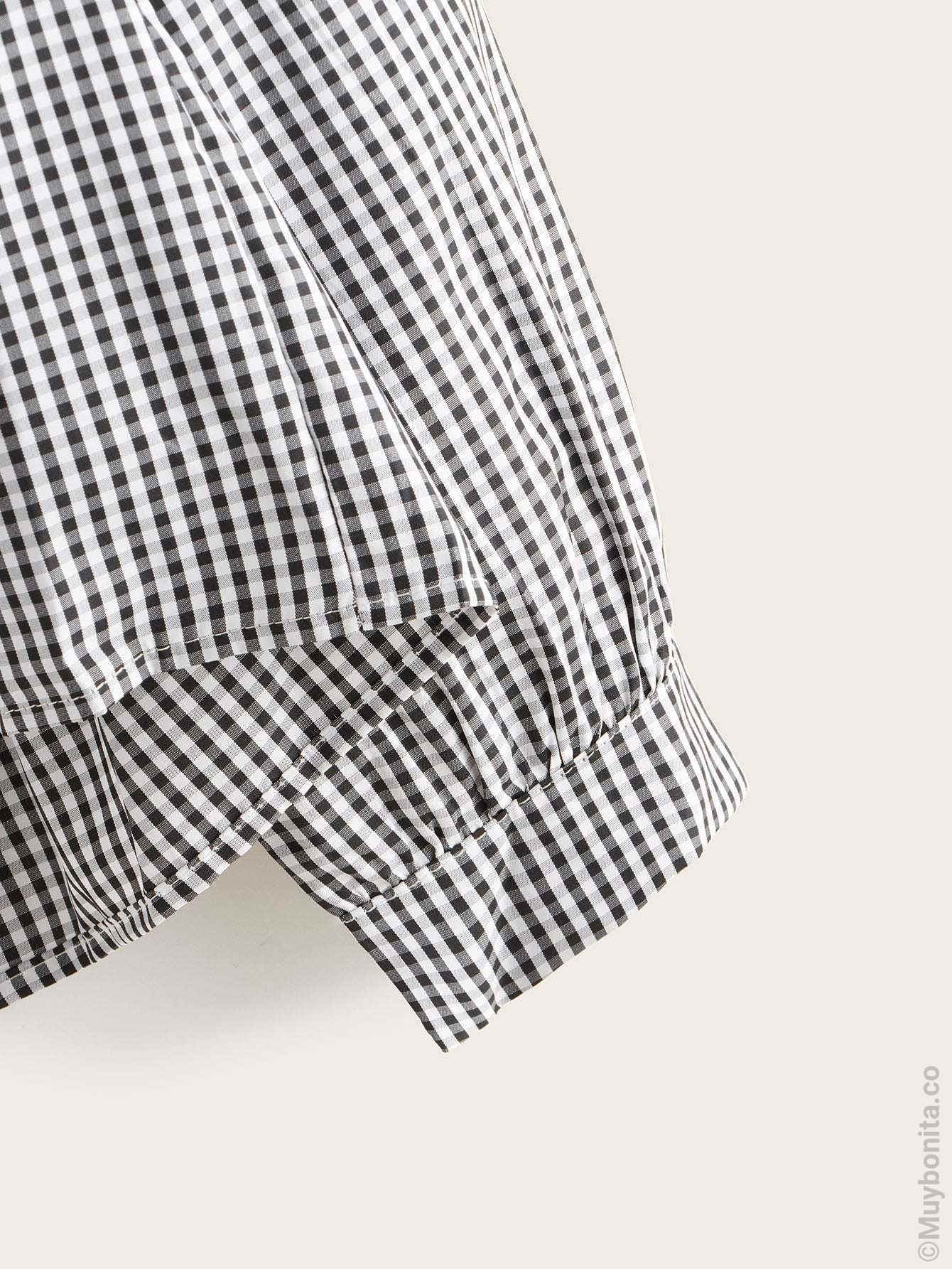 Camisa peplum irregular de guingán