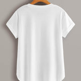 Blanco / M Camiseta bajo curvo con diseño de bolsillo