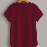 Bermellon / M Camiseta bajo curvo con diseño de bolsillo