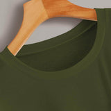 Verde militar / XL Camiseta bajo curvo con diseño de bolsillo