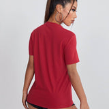 Camiseta de cuello redondo con estampado de letra