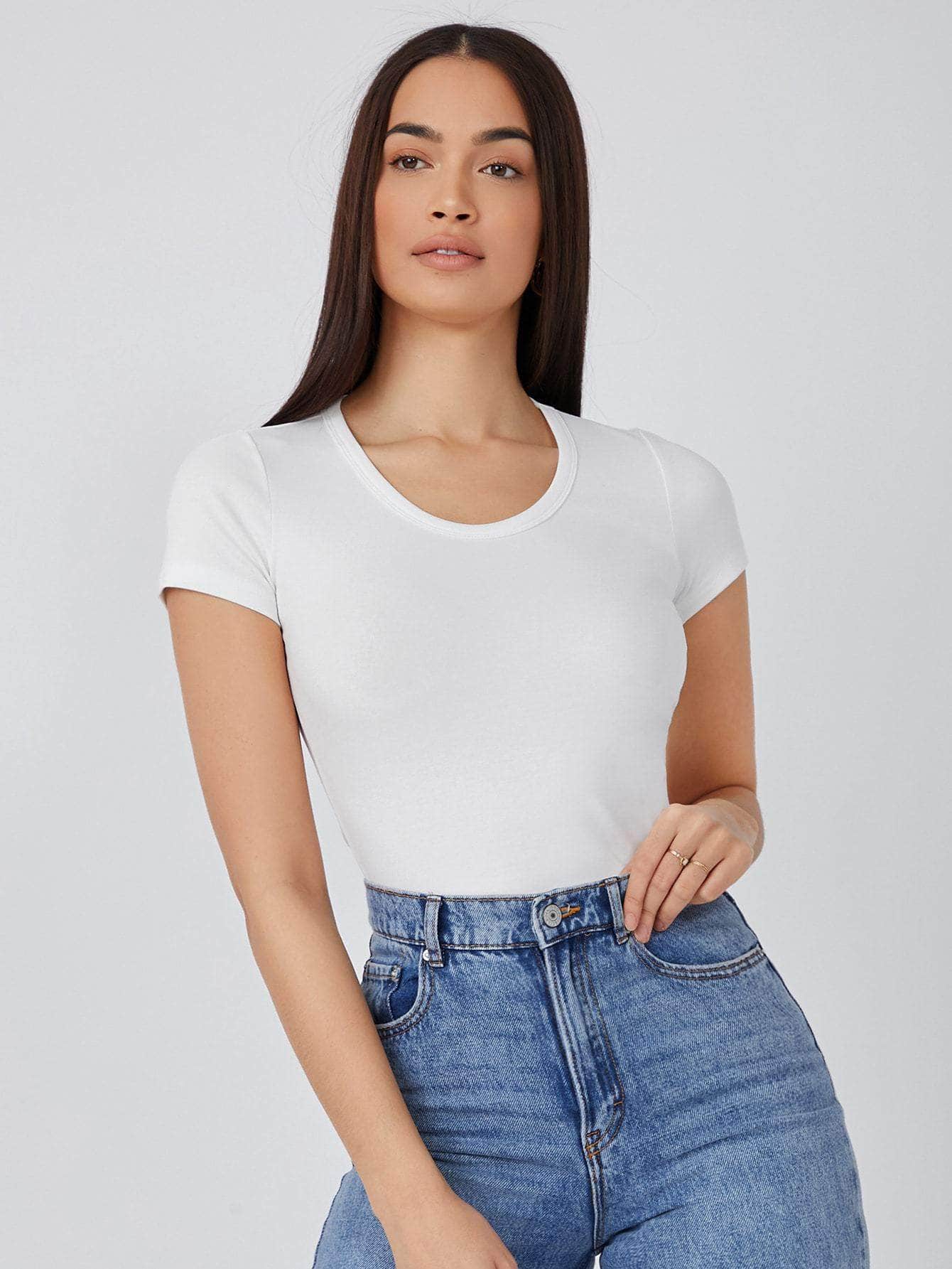 Blanco / XS Camiseta delgada unicolor