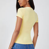 Mostaza Amarilla / S Camiseta delgada unicolor