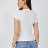 Blanco / S Camiseta delgada unicolor