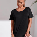 Negro / M Camiseta deportiva con malla en contraste unicolor