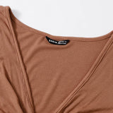 Oxido marron / L Camiseta girante delantero de cuello profundo