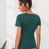 Verde Oscuro / S Camiseta unicolor escote V