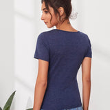Azul Marino / S Camiseta unicolor escote V