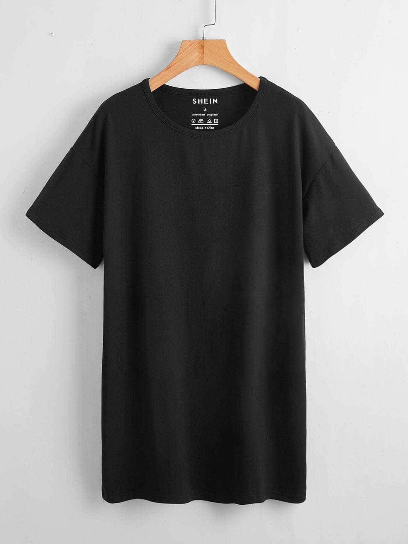 Negro / S Camisetas Liso Básico