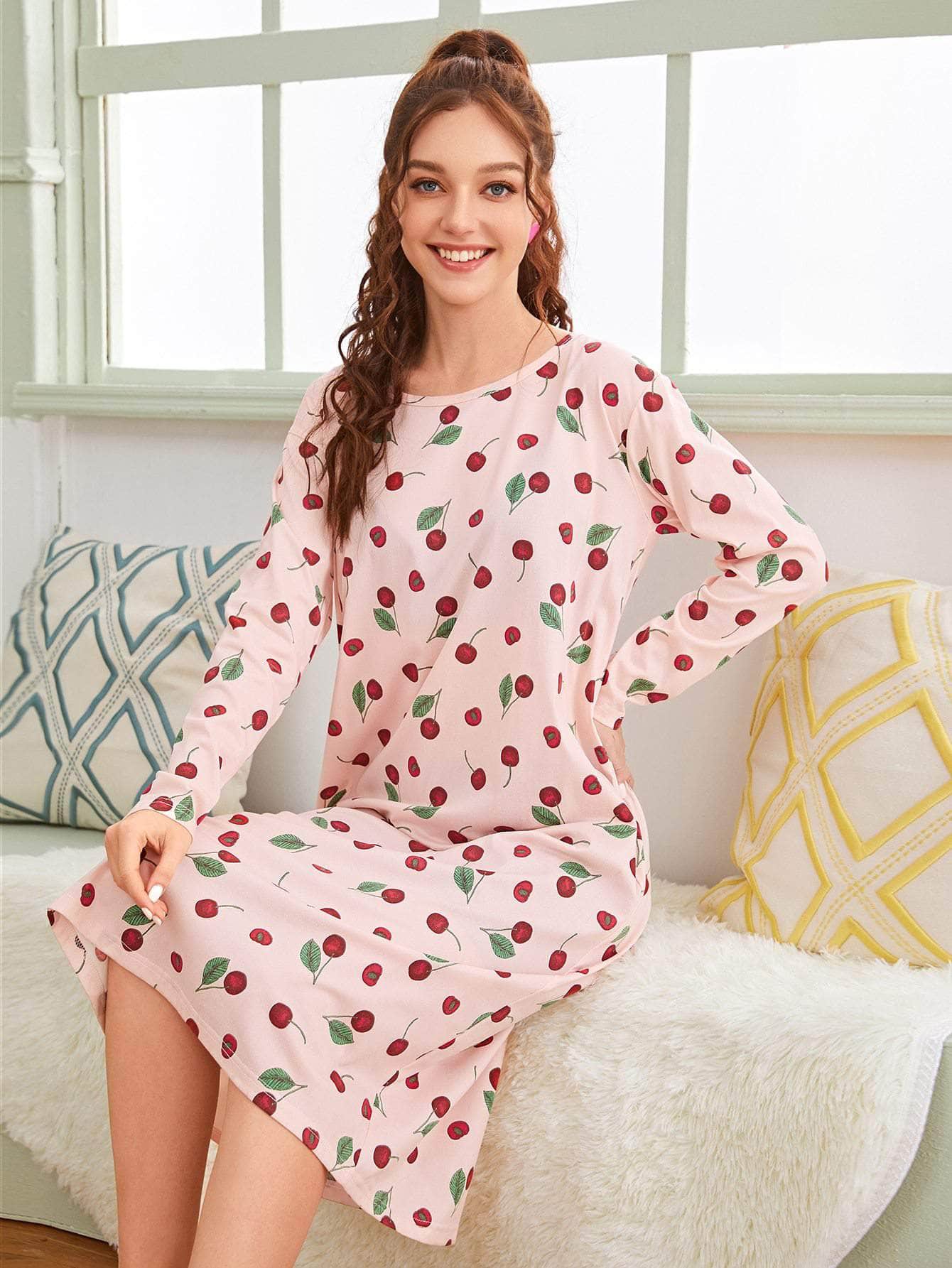 Bebé Rosa / S Camisón con estampado de cereza
