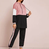 Multicolor / XS conjunto buzos con capucha con cordón con cremallera media de color combinado con joggers