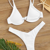 Blanco 2 / S Conjunto de bikini cortado alto top con aro
