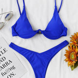 Azul eléctrico / S Conjunto de bikini top con aro de pierna alta