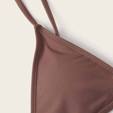Marrón / XL Conjunto de bikini top triángulo con tanga