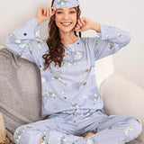Conjunto de pijama con estampado de arcoíris con luna de dibujos animados