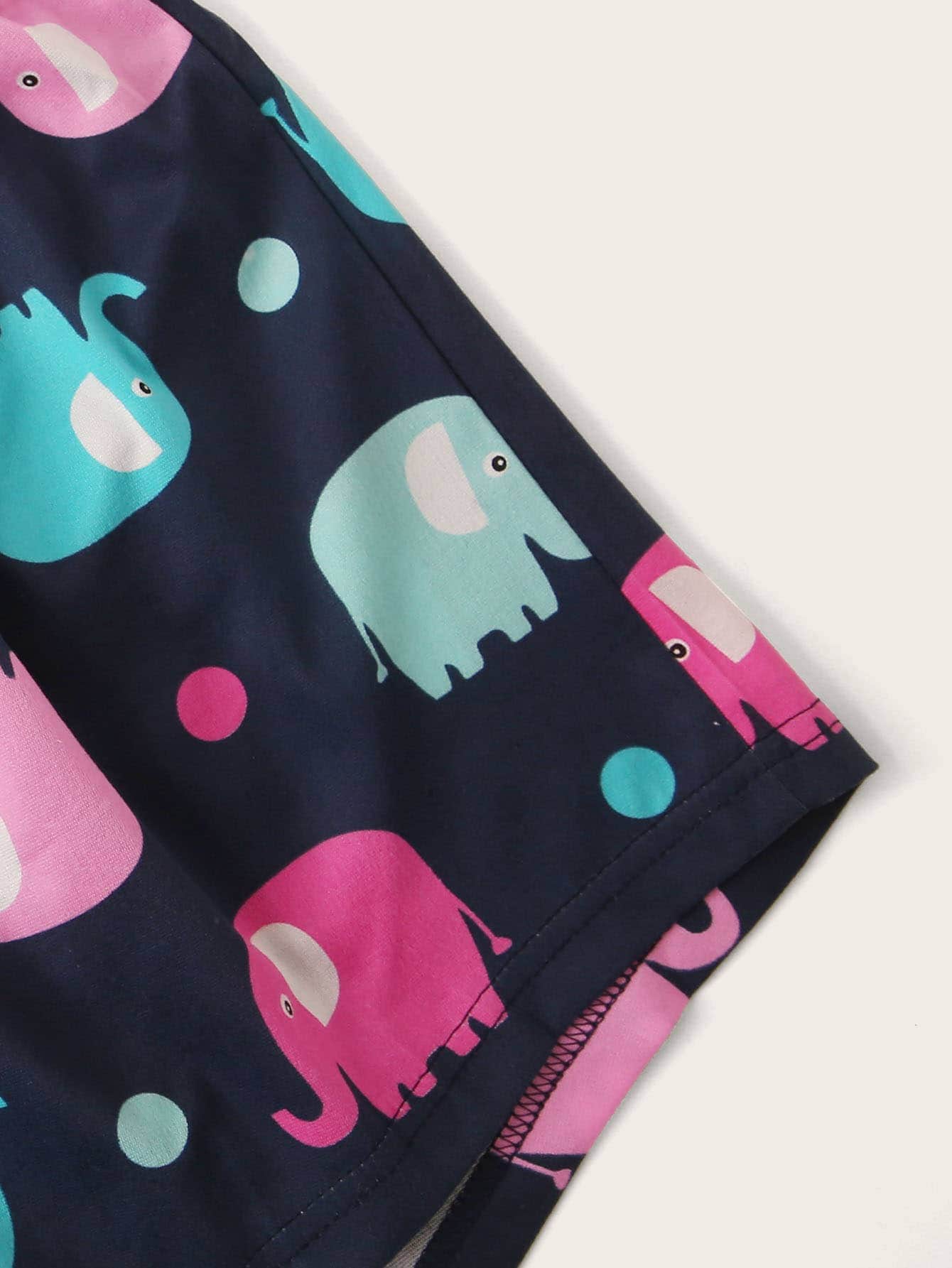 Conjunto de pijama de tirante con estampado de elefante de dibujos animados con máscara de ojo