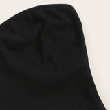 Blanco y Negro / M Conjunto top tubo corto unicolor con falda fruncido de cuadros