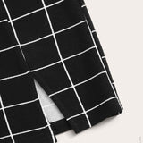 Negro / XL Falda ajustada de cuadros bajo con abertura M