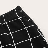 Negro / L Falda ajustada de cuadros bajo con abertura M