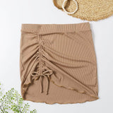 Caqui / S Falda de playa con cordón delantero de canalé