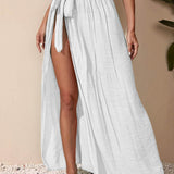Blanco / S Falda pareo de cintura con cordón
