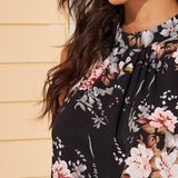 Fold Pleated Floral Print Top