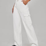 Blanco / XS Jeans de pierna ancha con bolsillo con solapa de cintura alta