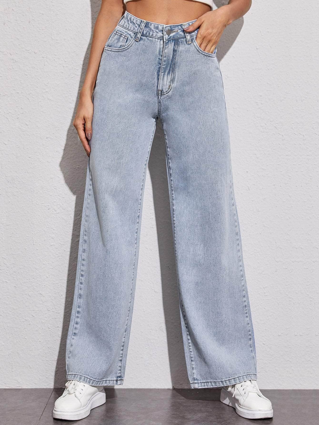 Lavado ligero / XS Jeans de pierna ancha sin bolsa