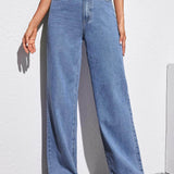 Azul / XS Jeans de pierna ancha sin bolsa