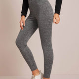 Gris / S Leggings de cintura ancha