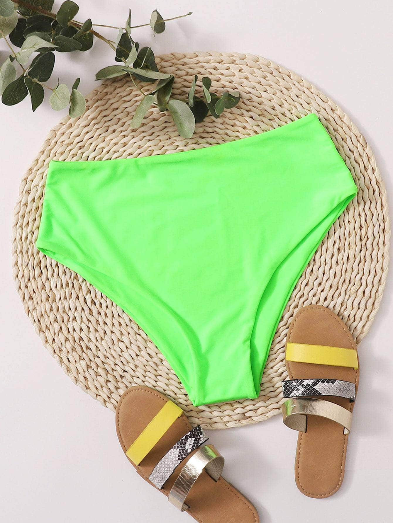 Muybonita.co detallealto2 Verde / S Tangas bikini de cintura alta unicolor