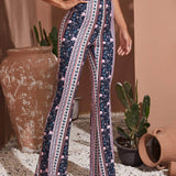 Muybonita.co Mujer/Pantalones/pantalonesbohemios4 Multicolor / M Pantalones de pierna ancha con estampado floral tribal