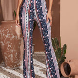 Muybonita.co Mujer/Pantalones/pantalonesbohemios4 Multicolor / XL Pantalones de pierna ancha con estampado floral tribal