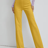 Muybonita.co Mujer/Pantalones/pantaloneselegantes3 Amarillo / S pantalones de pierna recta de cintura alta