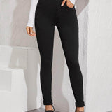 Muybonita.co pantalonesjeans5 Negro / XS Jeans ajustados de cintura alta con lavado negro
