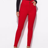Muybonita.co pantalonesjeans5 Rojo / XS Jeans ajustados de cintura alta con lavado negro
