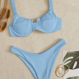 Muybonita.co pushup2 Colores Pastel 1 / XL Conjuntos de bikini liso azul sexy
