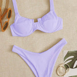 Muybonita.co pushup2 Lila Púrpura / XL Conjuntos de bikini liso azul sexy
