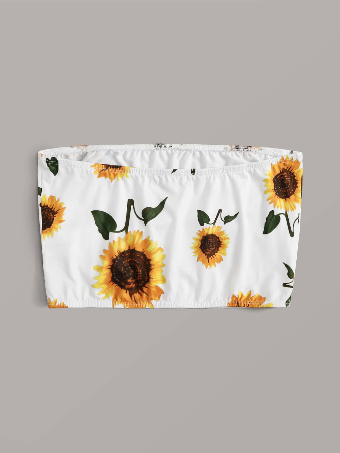 Muybonita.co Topsbohemiossinmangas Sunflower print brasier sin tirantes top