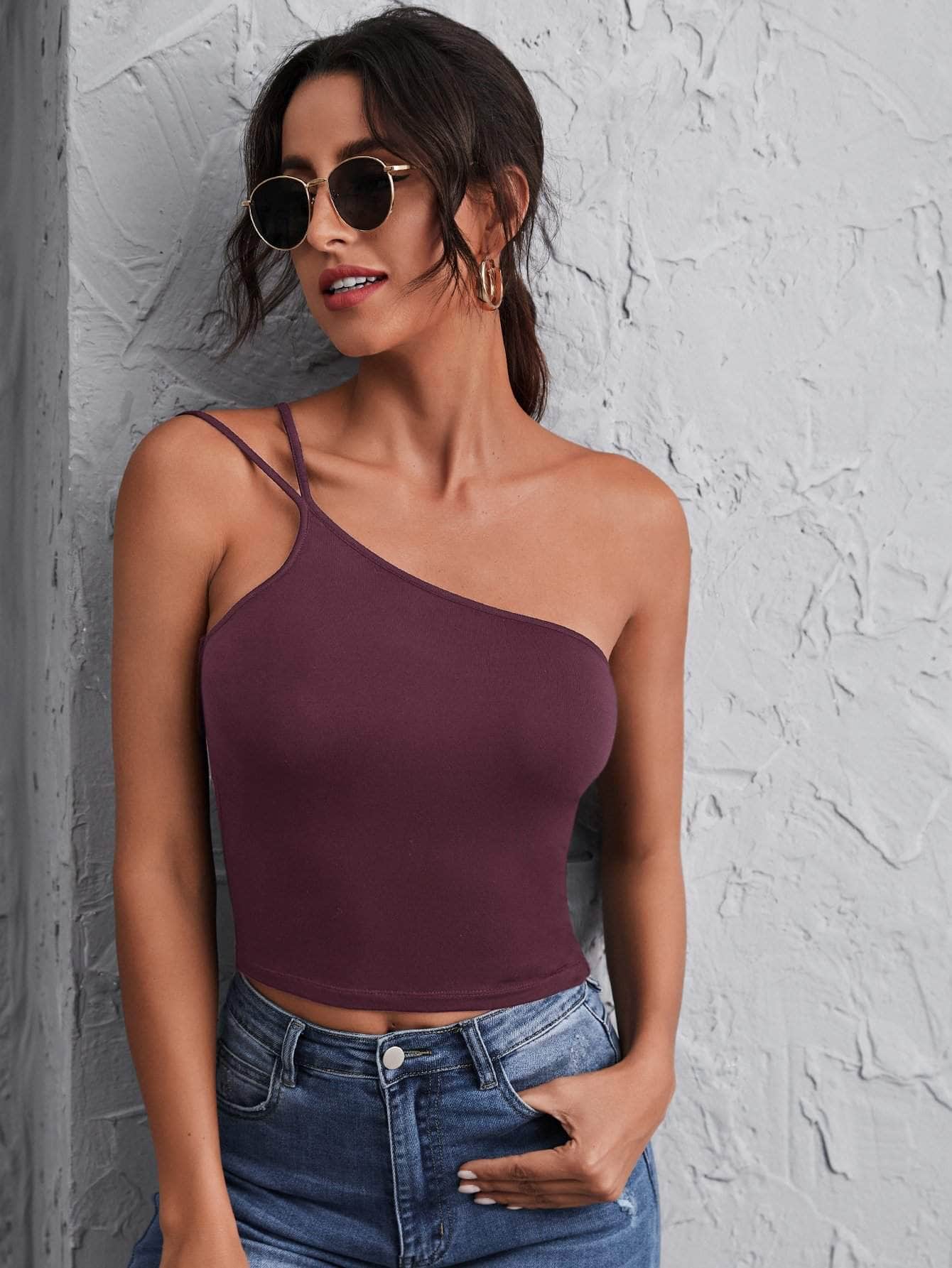 Muybonita.co Topscasualessinmangas3 One Shoulder Double Strap Top