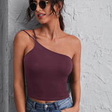 One Shoulder Double Strap Top